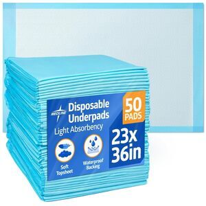 Medline Kids Light Absorbency Underpads 23" x 36" Disposable Bed Pads Blue 50ct